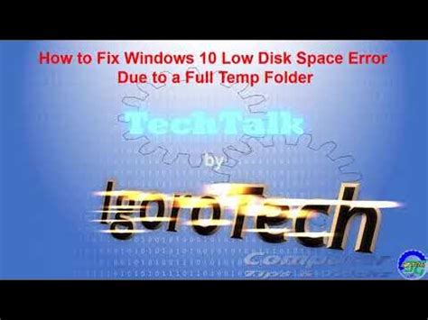 error fortune clean|Low Disk Space error due to a full Temp folder.